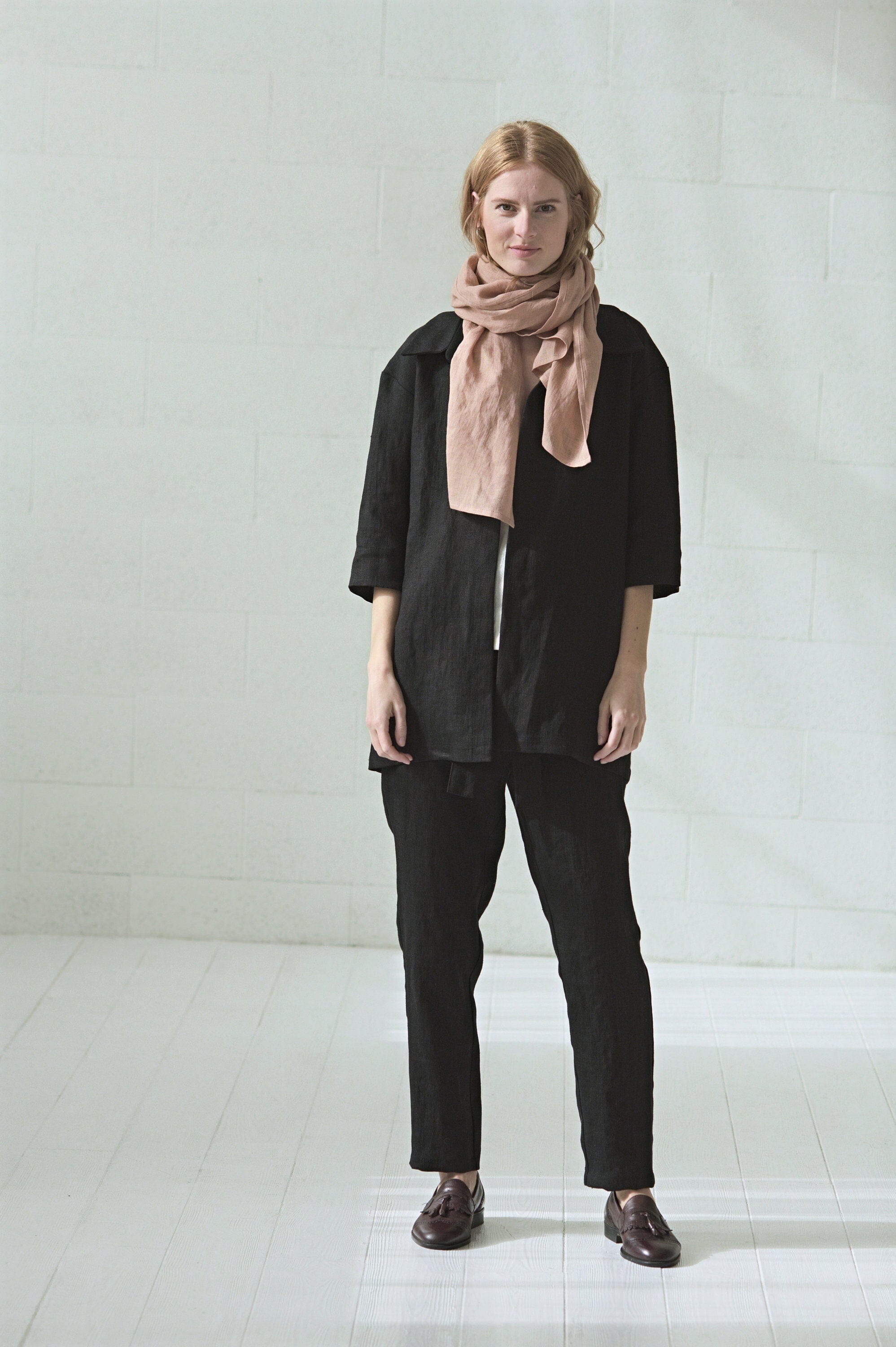 Long Linen Scarf for Women Old Linen Mill 