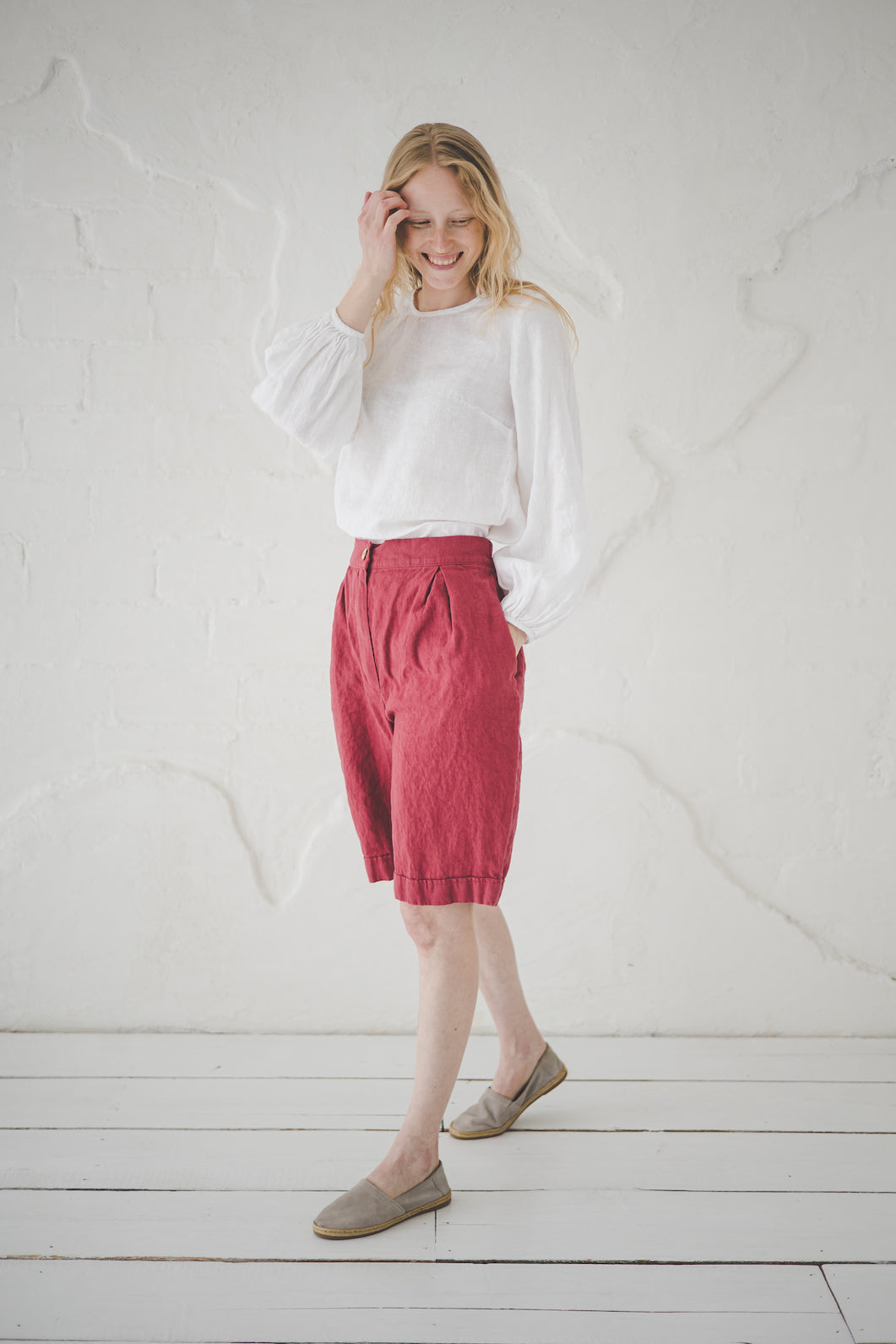 Long Linen Shorts SH08 Old Linen Mill