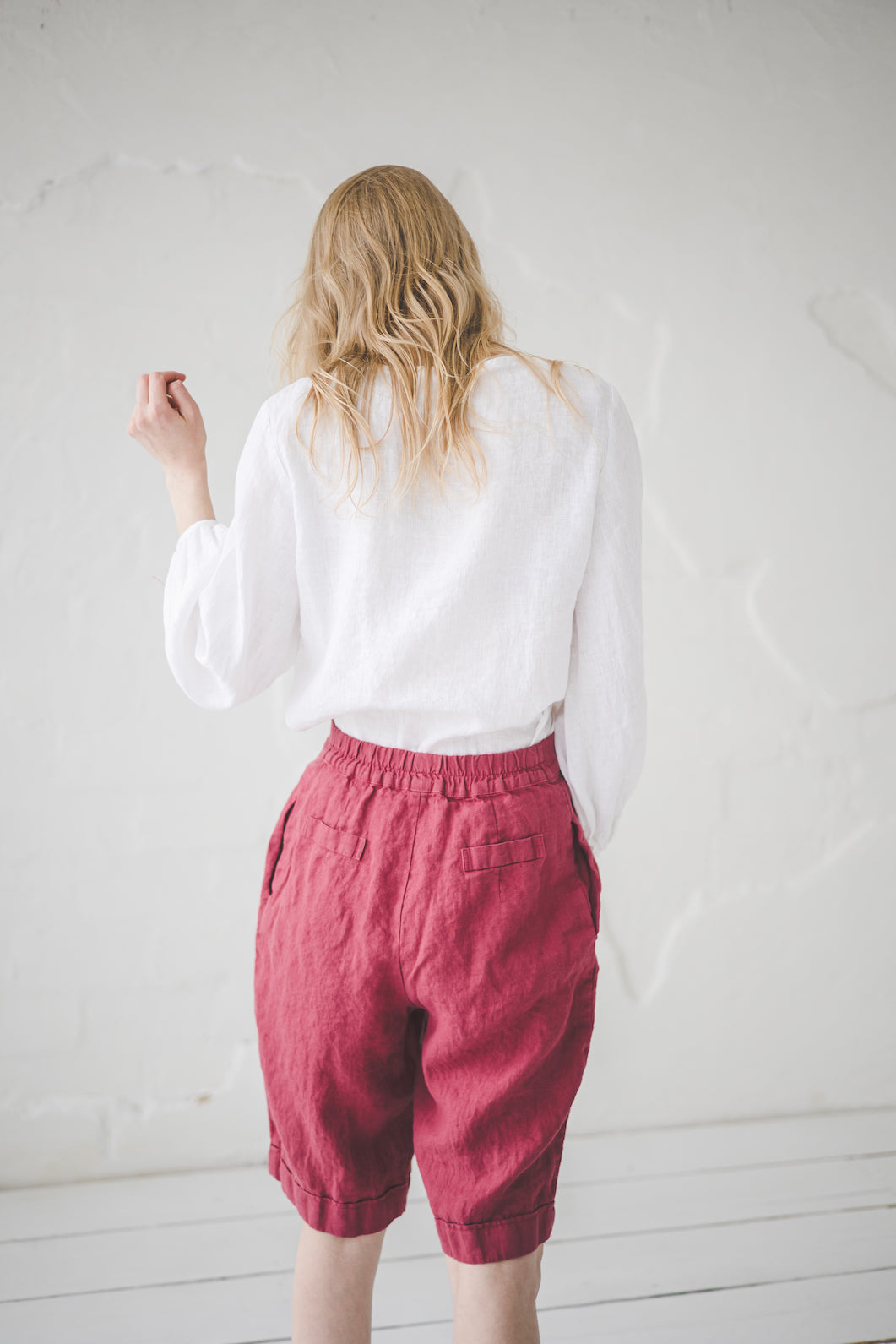 Long Linen Shorts SH08 Old Linen Mill