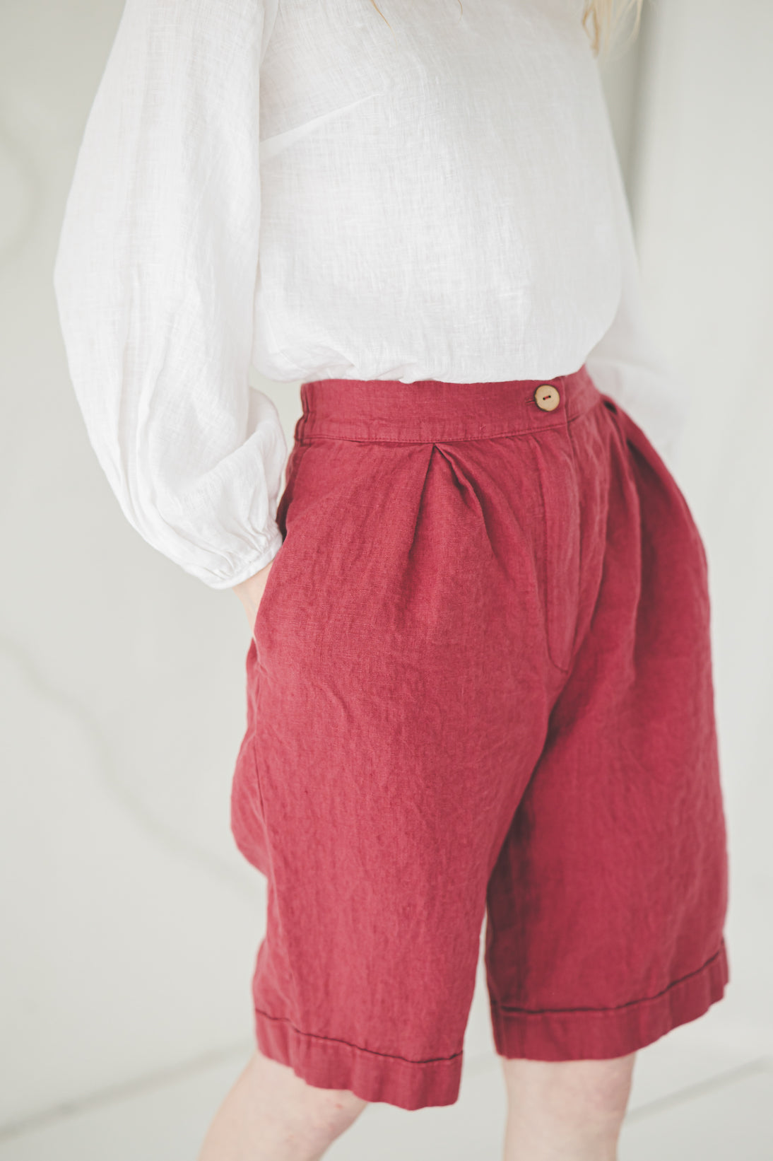 Long Linen Shorts SH08 Old Linen Mill