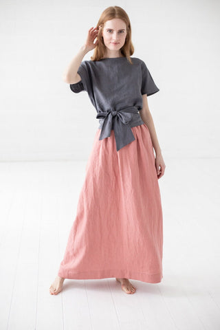 Long Linen Swing Skirt Old Linen Mill 