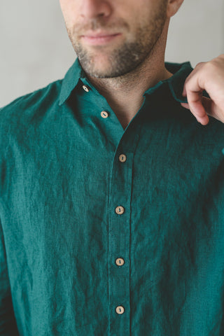 Long Sleeve Fitted Linen Men's Shirt Old Linen Mill