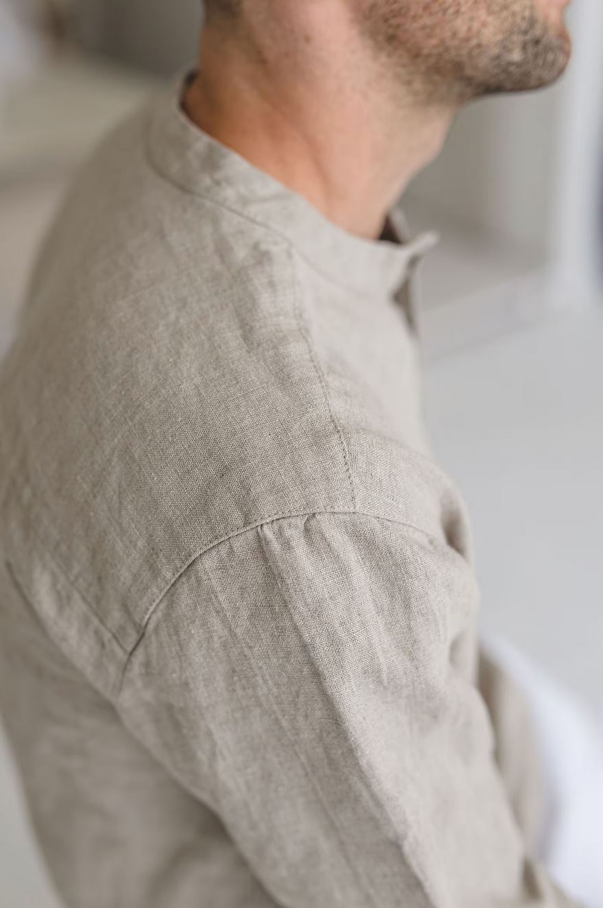 Long Sleeve Men's Linen Top Old Linen Mill