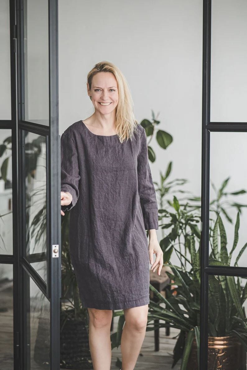 Long Sleeves Linen Tunic Dress Old Linen Mill 