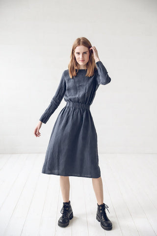 Long Sleeves Soft Linen Dress Old Linen Mill 