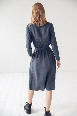Long Sleeves Soft Linen Dress Old Linen Mill 