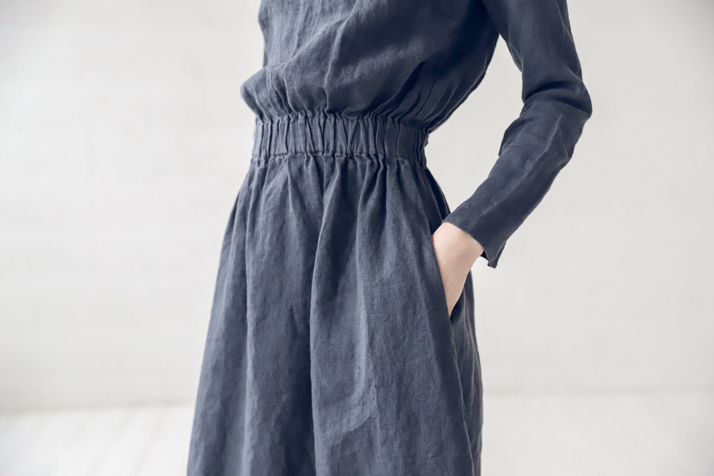 Long Sleeves Soft Linen Dress Old Linen Mill 