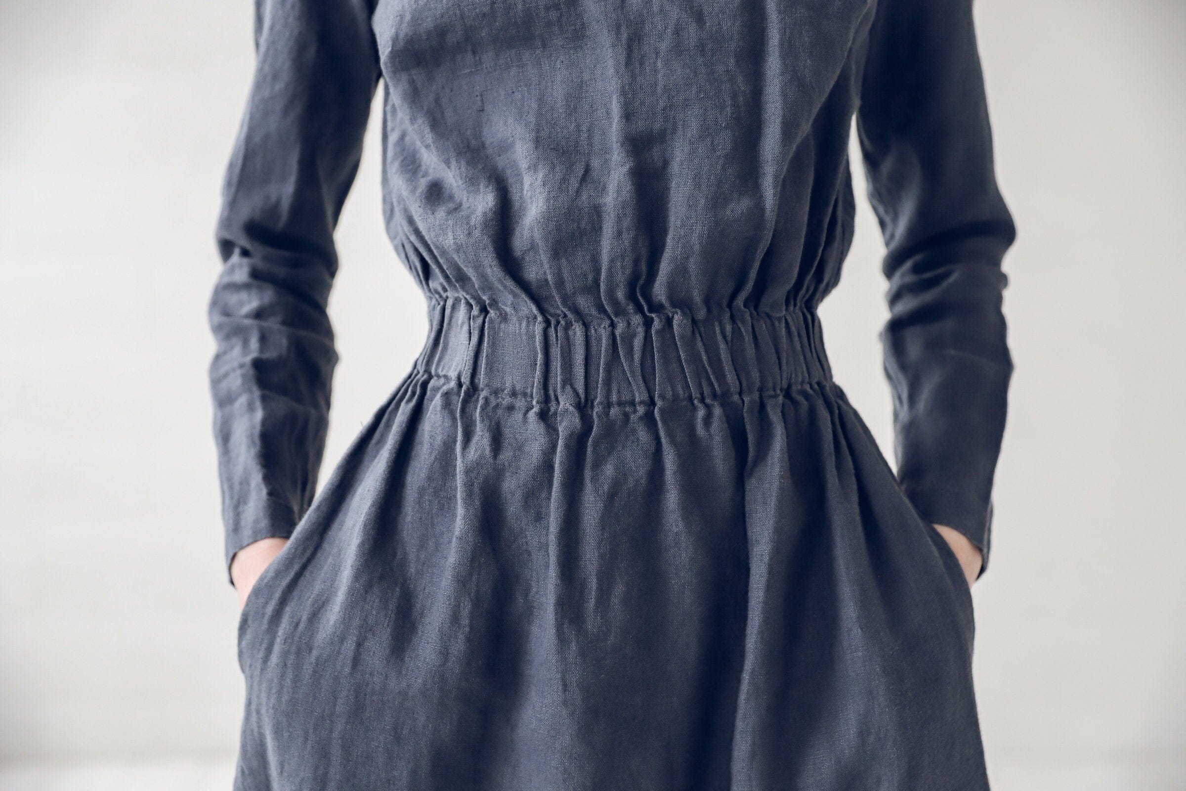 Long Sleeves Soft Linen Dress Old Linen Mill 