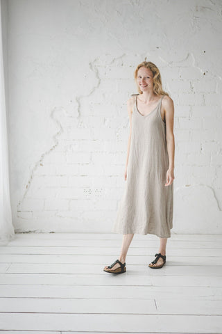 Long Slim Linen Dress Old Linen Mill 