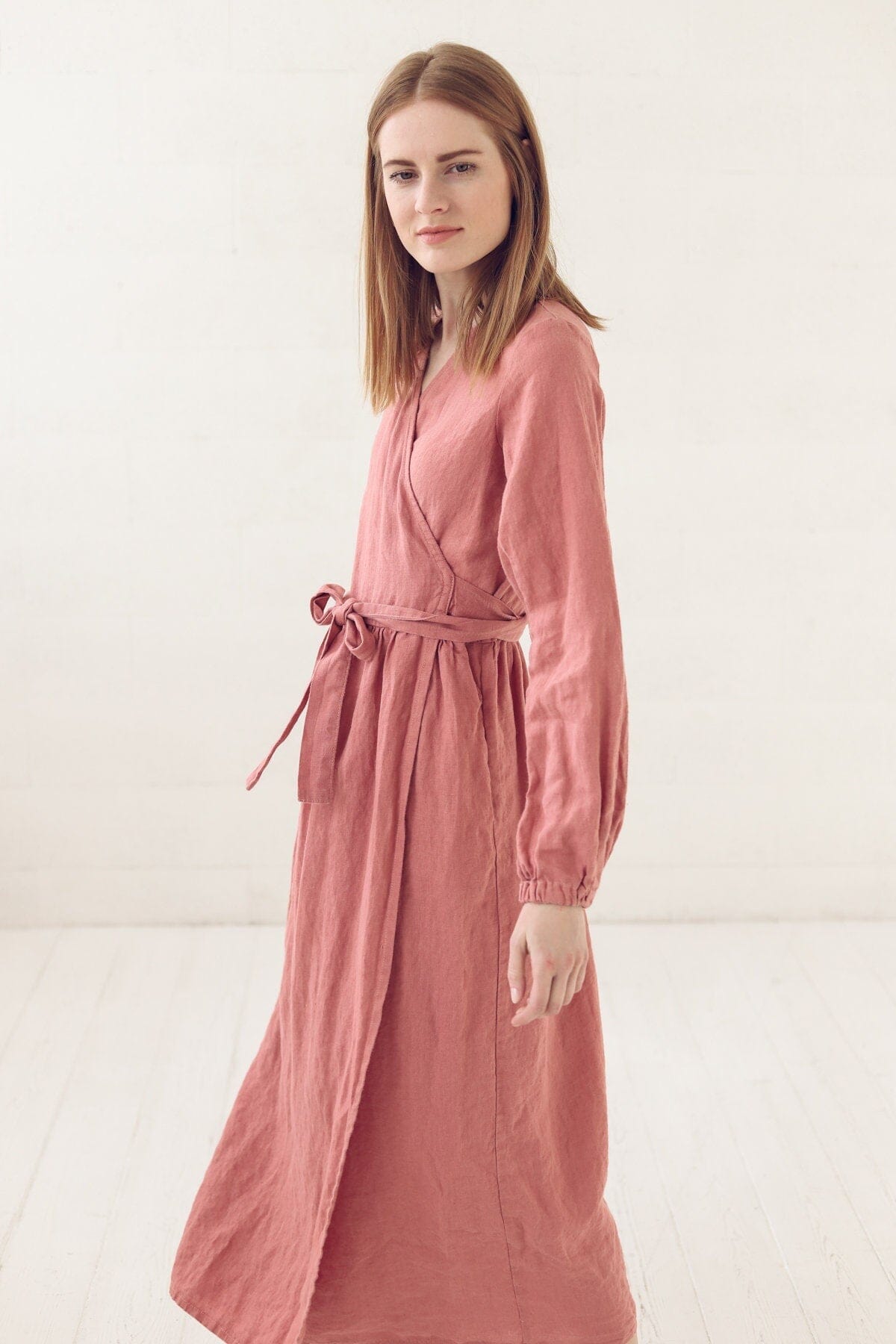 Long Wrap Linen Dress Old Linen Mill 