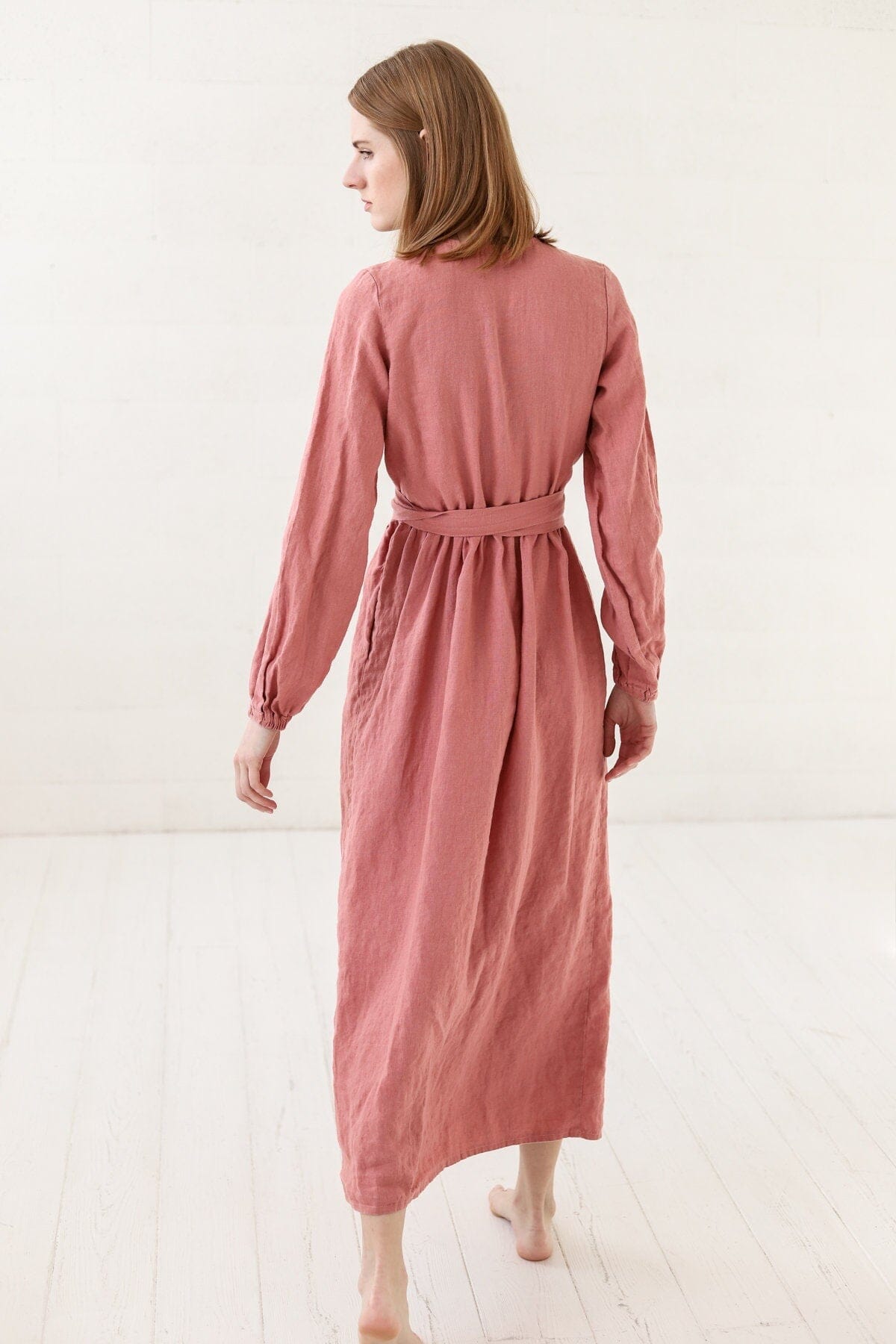 Long Wrap Linen Dress Old Linen Mill 