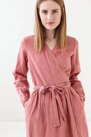 Long Wrap Linen Dress Old Linen Mill 