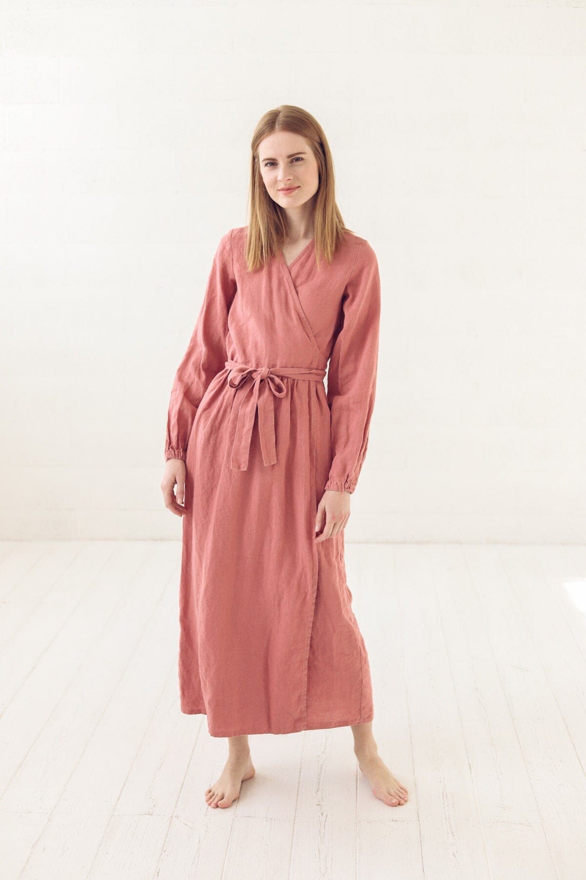 Long Wrap Linen Dress Old Linen Mill 