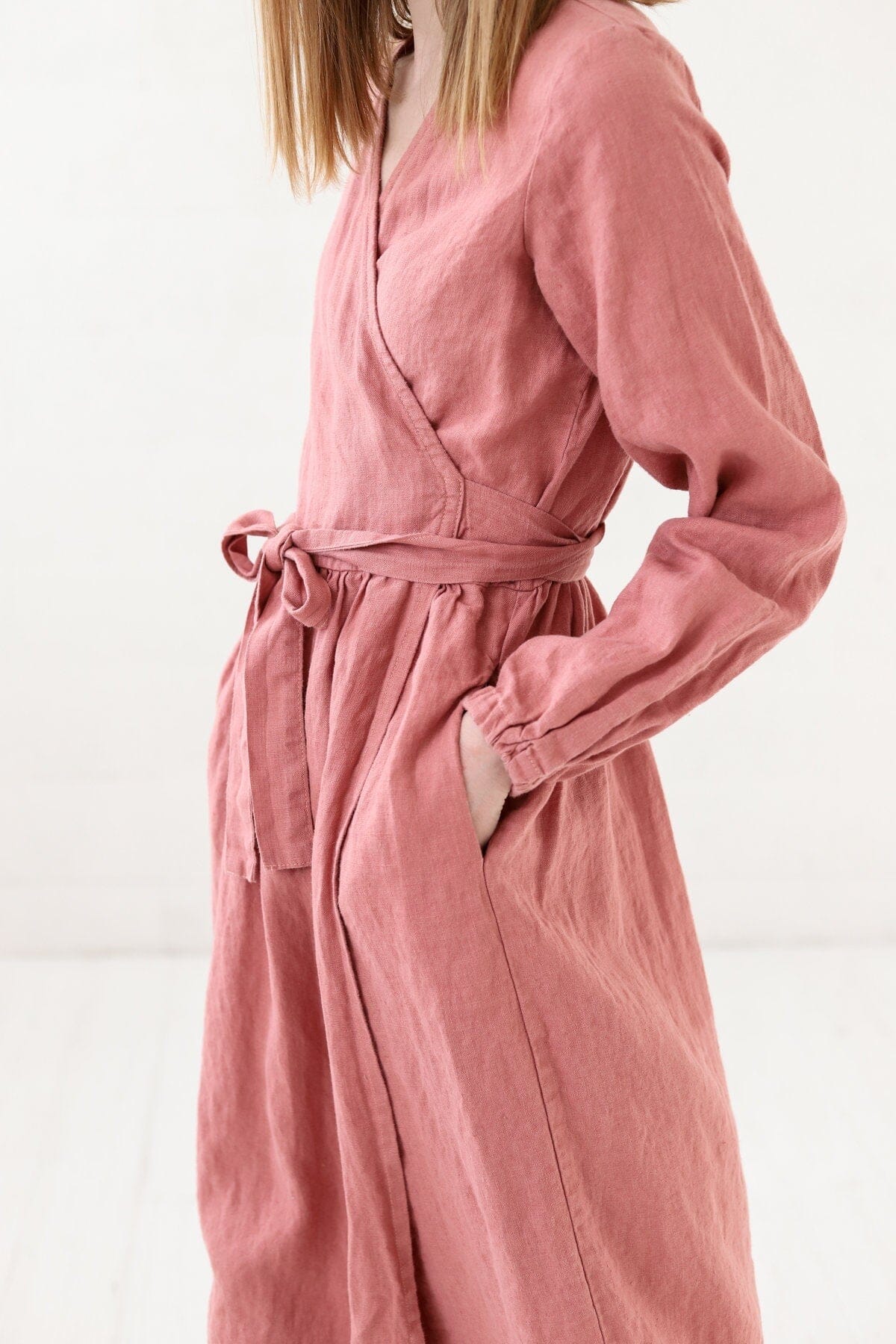Long Wrap Linen Dress Old Linen Mill 