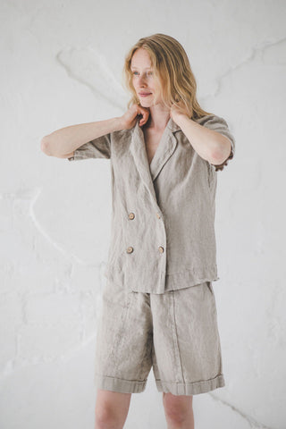 Loose Linen Cardigan, Jacket for Women, Linen Jacket with Pockets, Flax Linen Blazer C14 Old Linen Mill 