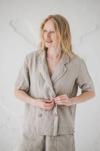 Loose Linen Cardigan, Jacket for Women, Linen Jacket with Pockets, Flax Linen Blazer C14 Old Linen Mill 