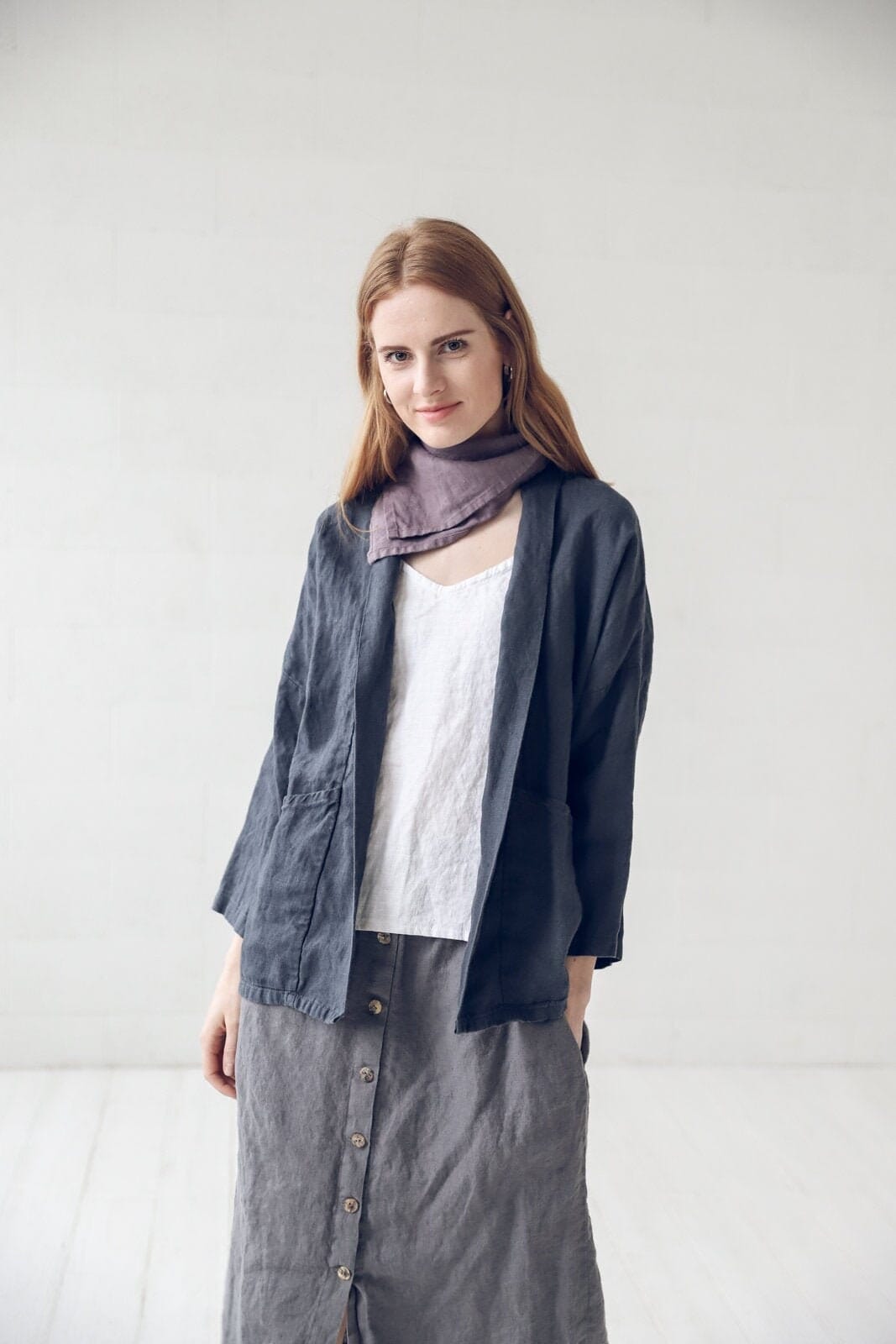 Loose Linen Jacket with Pockets Old Linen Mill 