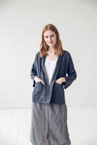 Loose Linen Jacket with Pockets Old Linen Mill 