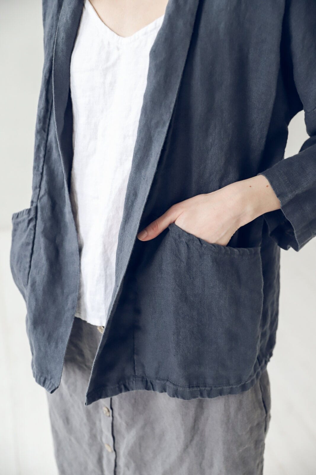 Loose Linen Jacket with Pockets Old Linen Mill 