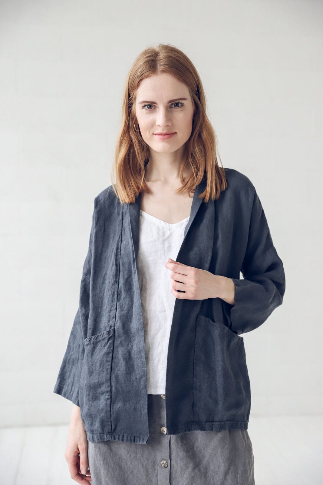 Loose Linen Jacket with Pockets Old Linen Mill 