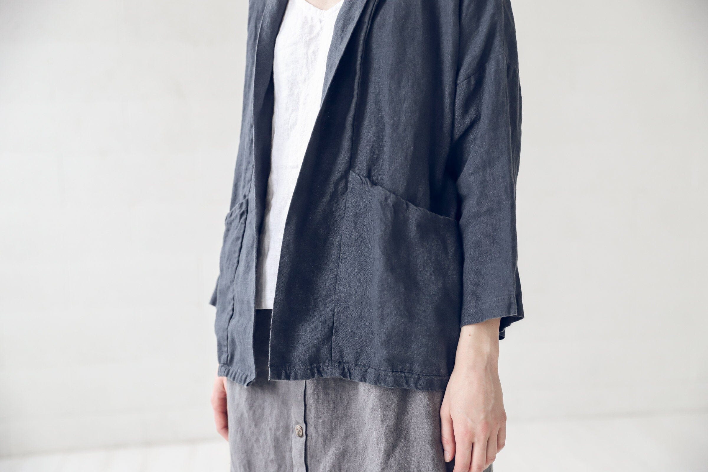 Loose Linen Jacket with Pockets Old Linen Mill 
