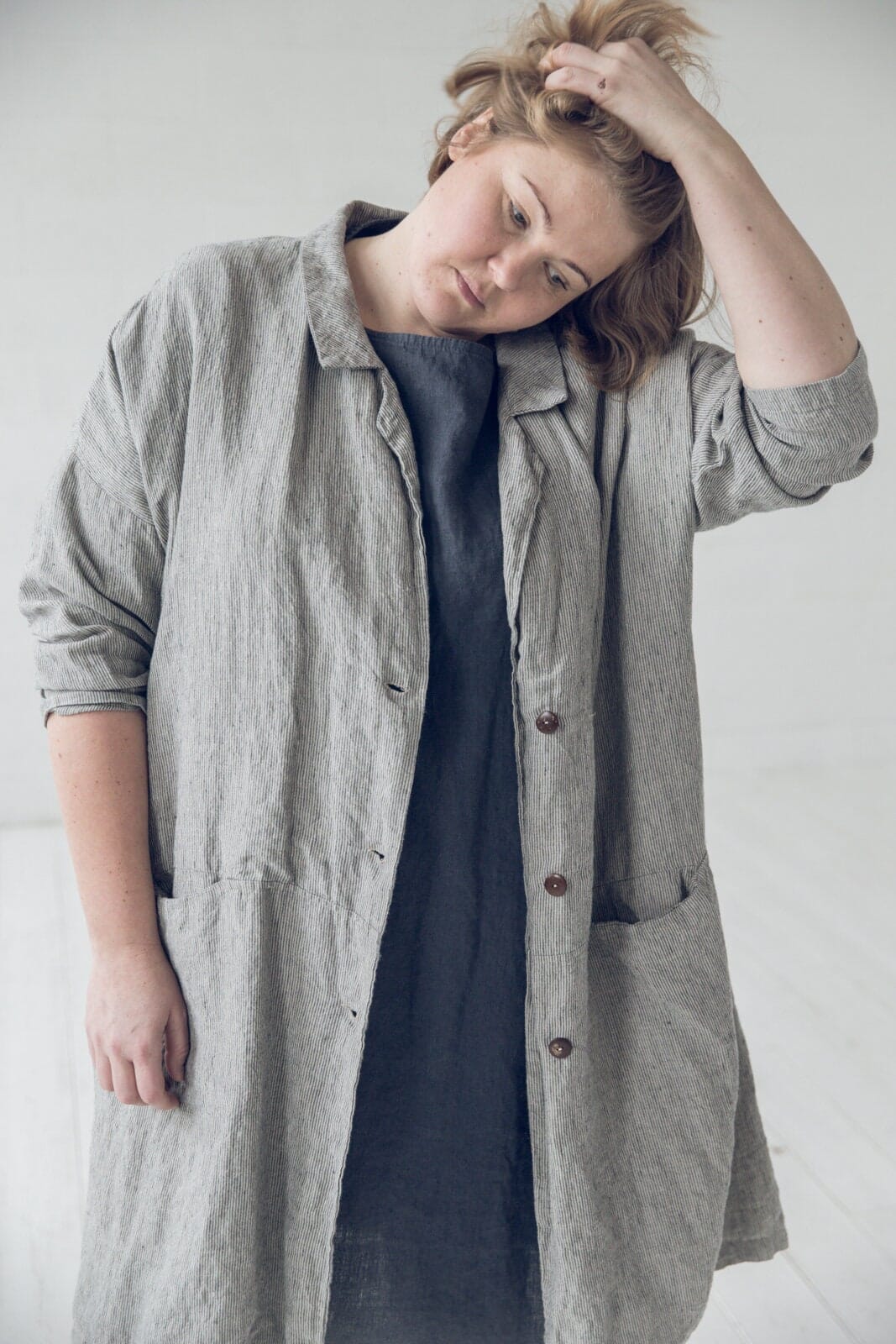 Loose Linen Jacket with Pockets Old Linen Mill 