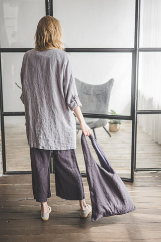 READY TO SHIP Loose Linen Jacket with Pockets C18 Old Linen Mill