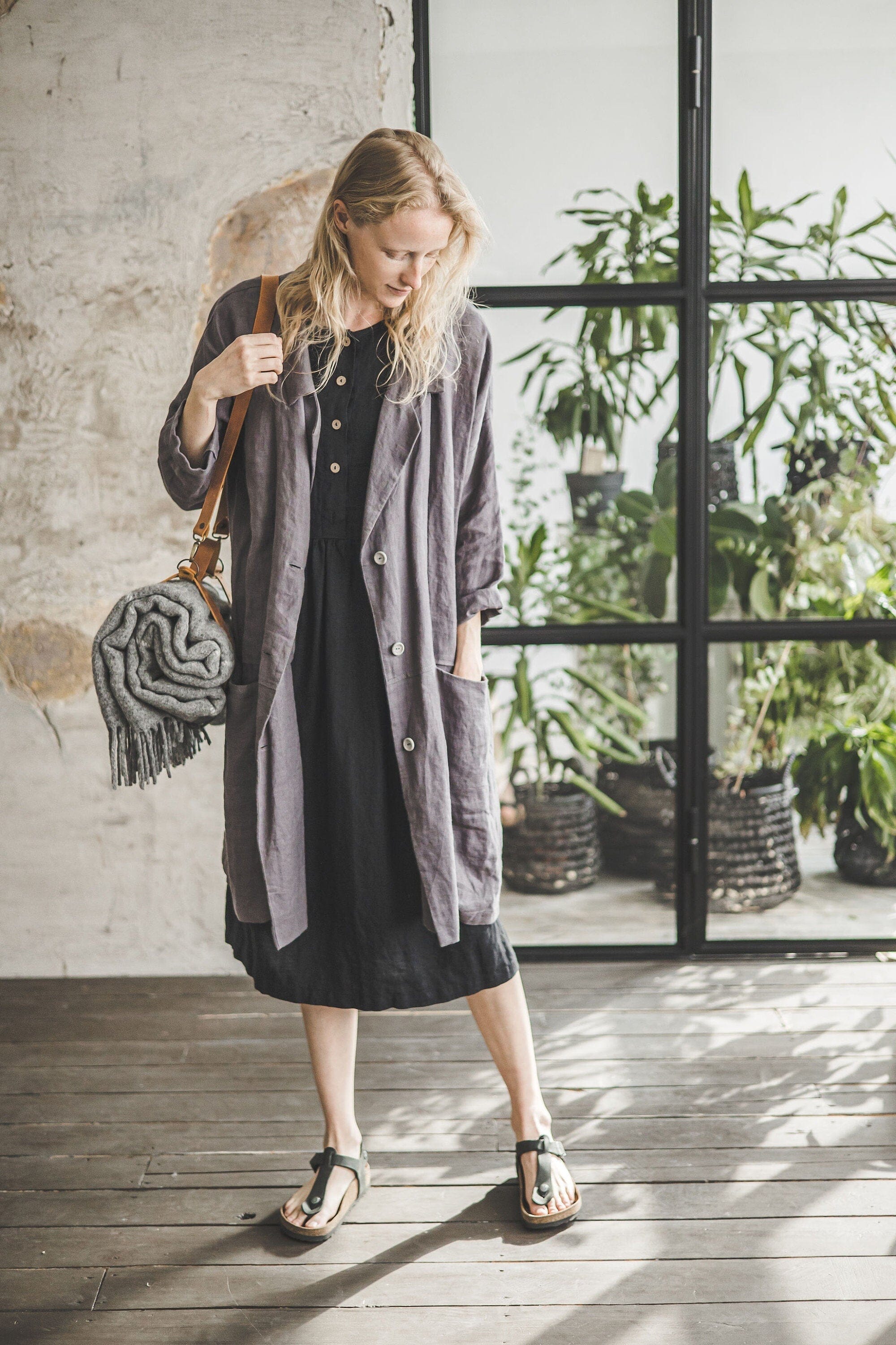 Loose clearance linen jacket