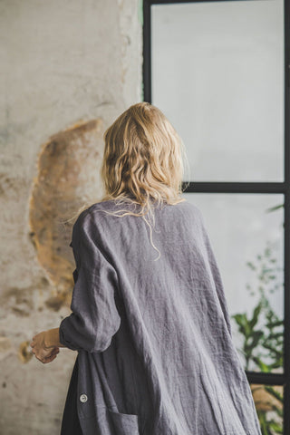 Loose Linen Jacket With Side Pockets C01 Old Linen Mill 