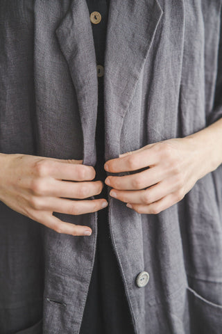 Loose Linen Jacket With Side Pockets C01 Old Linen Mill 