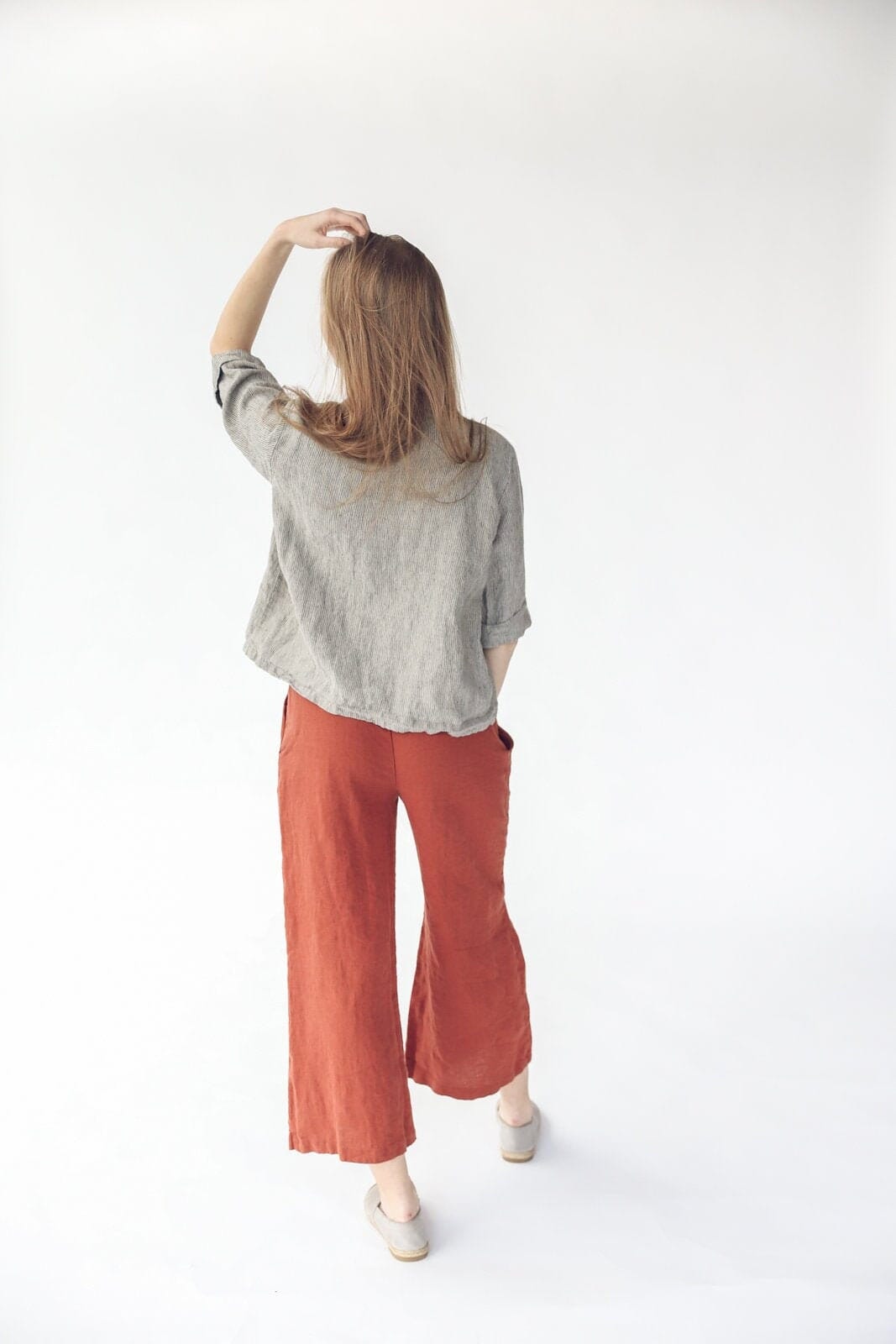 Loose Linen Wide Leg Pants Old Linen Mill 