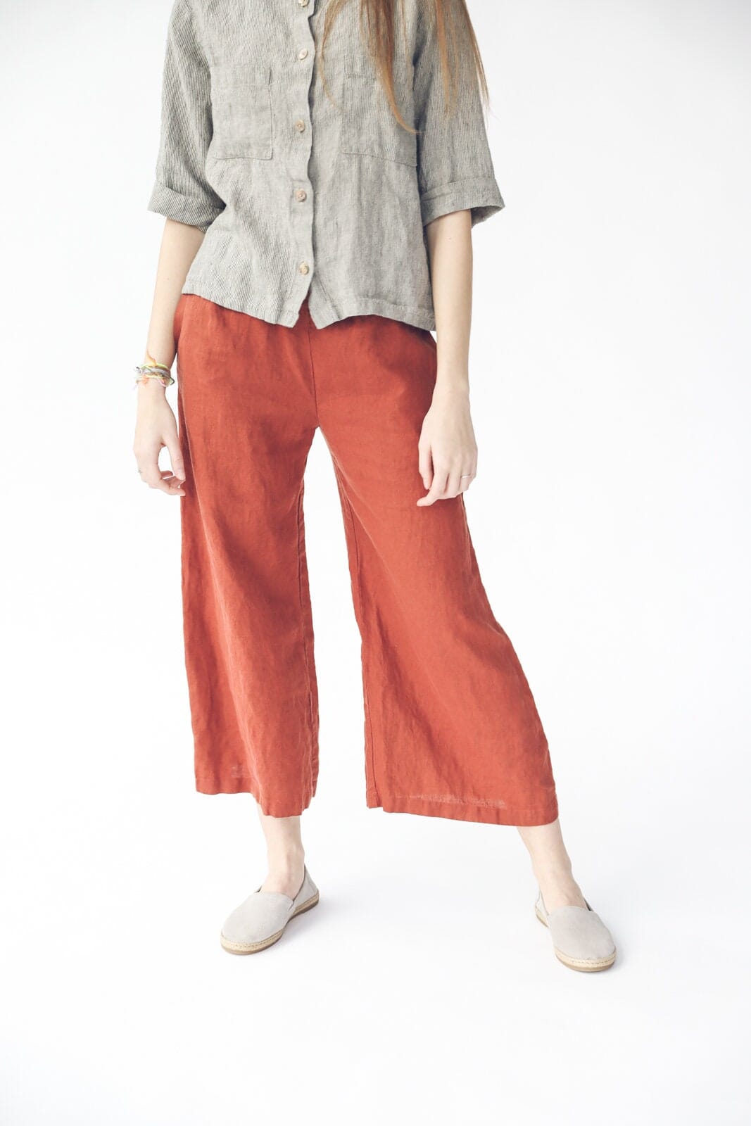 Loose Linen Wide Leg Pants Old Linen Mill 