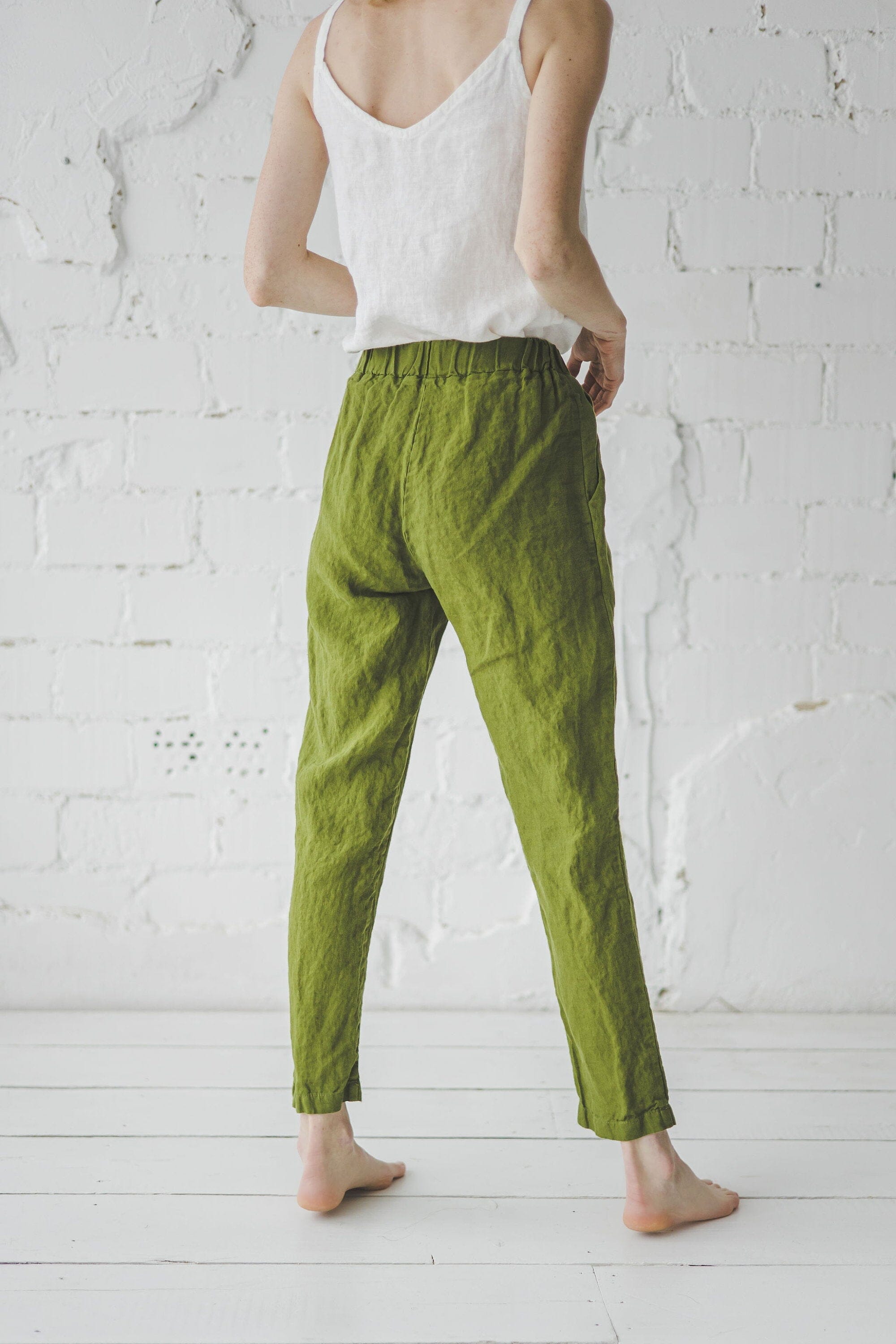 Loose Natural Linen Pants Old Linen Mill 