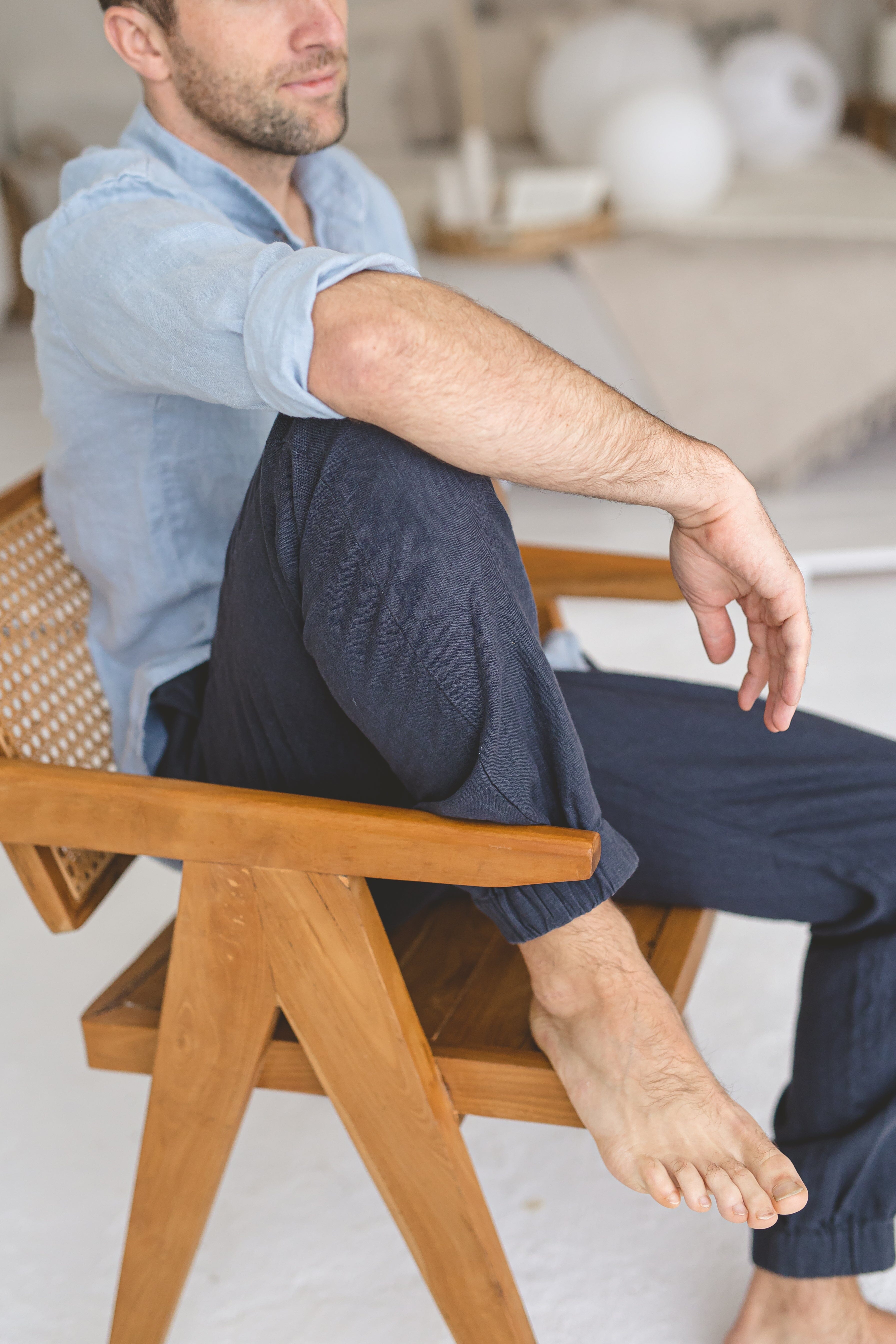 Men's Cargo Linen Pants Old Linen Mill
