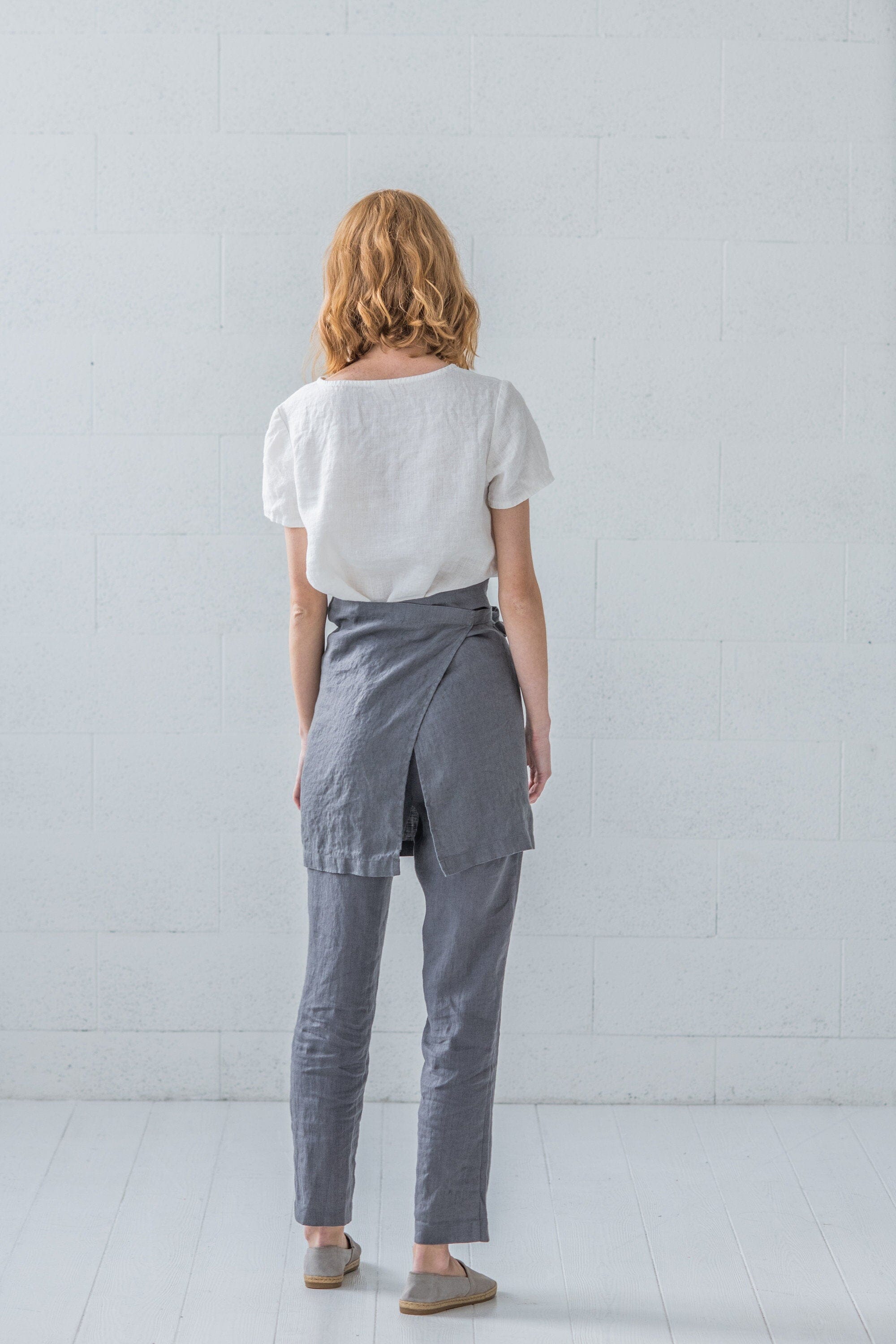 Midi Linen Half Apron Old Linen Mill 