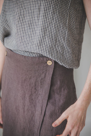 Midi Linen Wrap Skirt SK09 Old Linen Mill