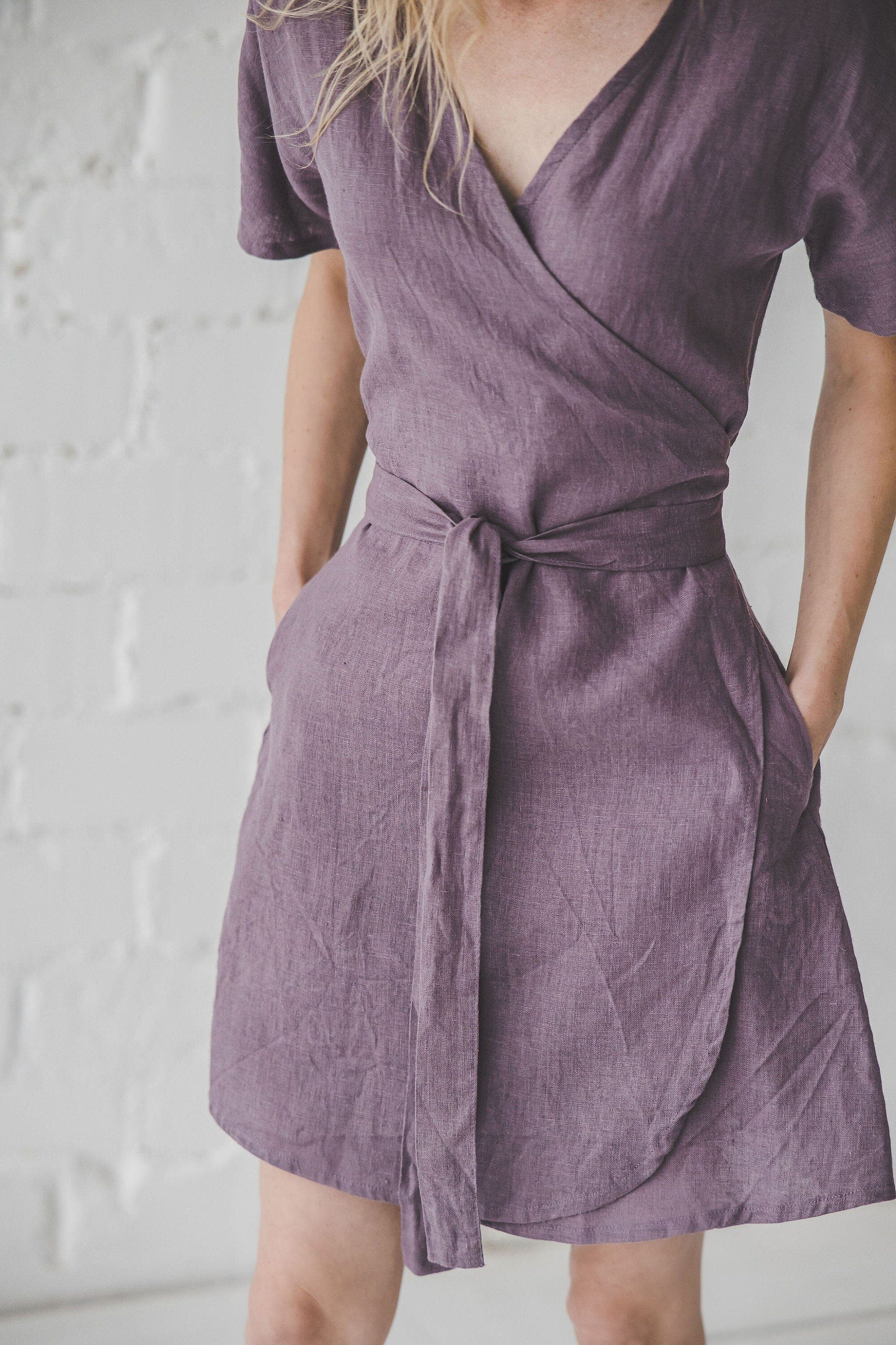 Mini Summer Linen Wrap Dress Old Linen Mill 