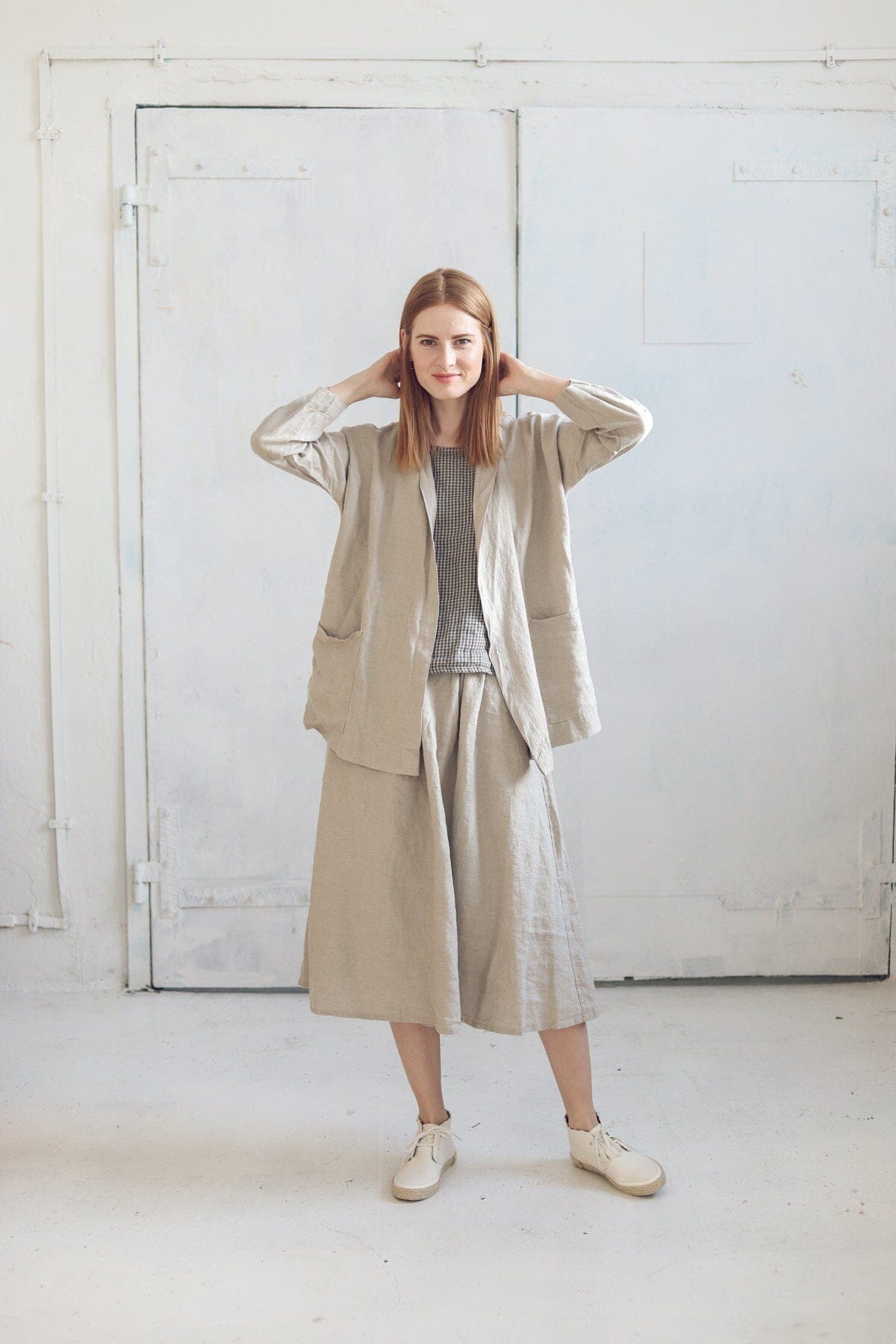 Minimal Linen Jacket with Pockets Old Linen Mill 