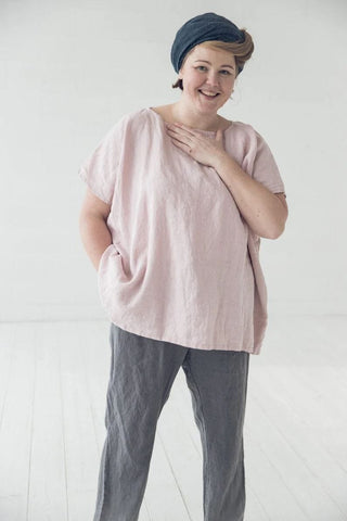 Minimalist Handmade Linen Top Old Linen Mill Burnt Orange 3 XL / 4 XL 