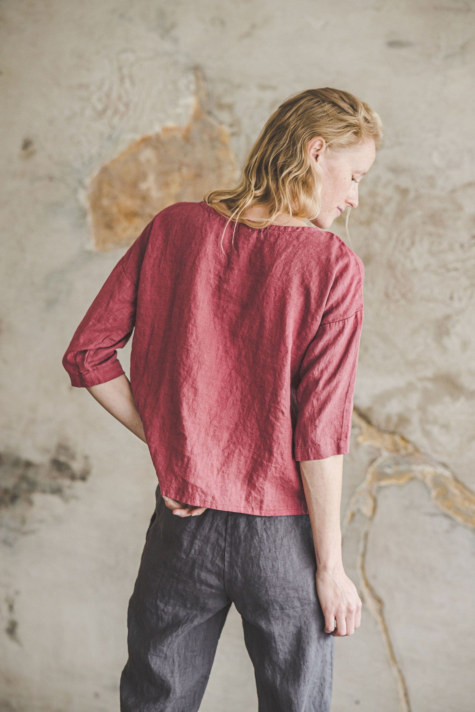 Minimalist Linen Blouse Old Linen Mill 