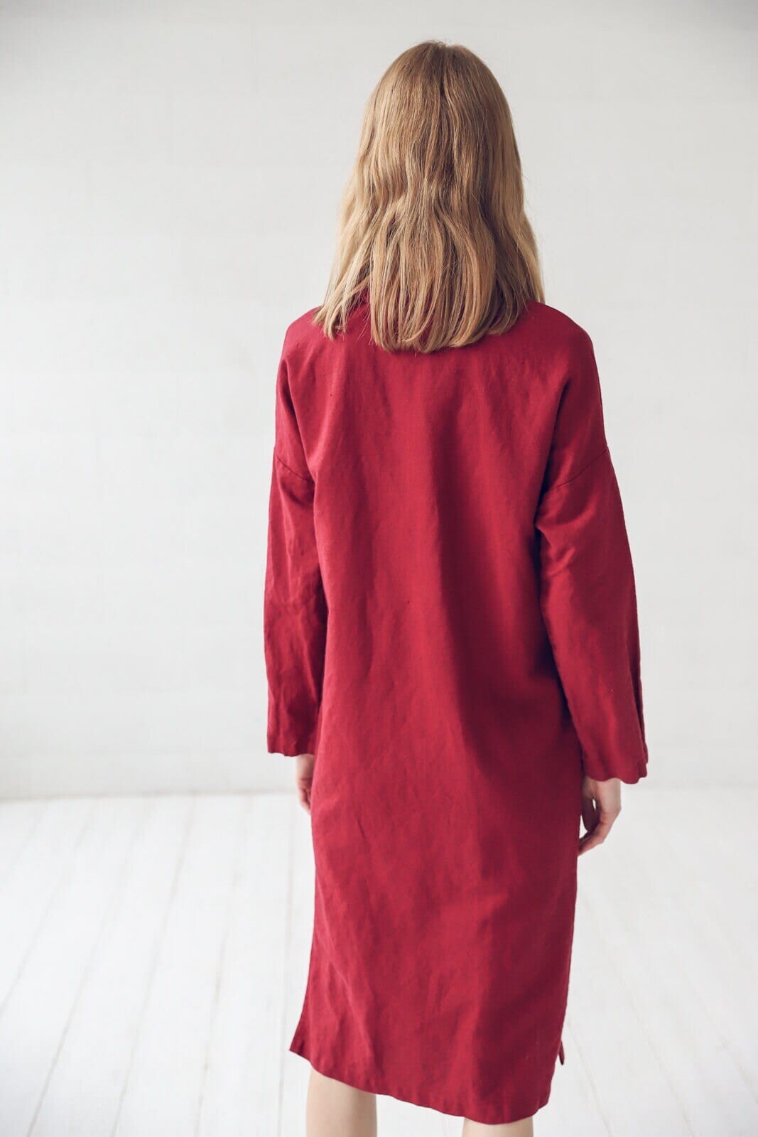 Minimalist Linen Button Down Shirt Dress Old Linen Mill 