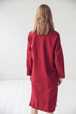 Minimalist Linen Button Down Shirt Dress Old Linen Mill 