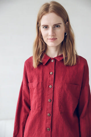 Minimalist Linen Button Down Shirt Dress Old Linen Mill 