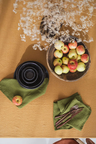 Moss Green Linen Table Napkins Old Linen Mill