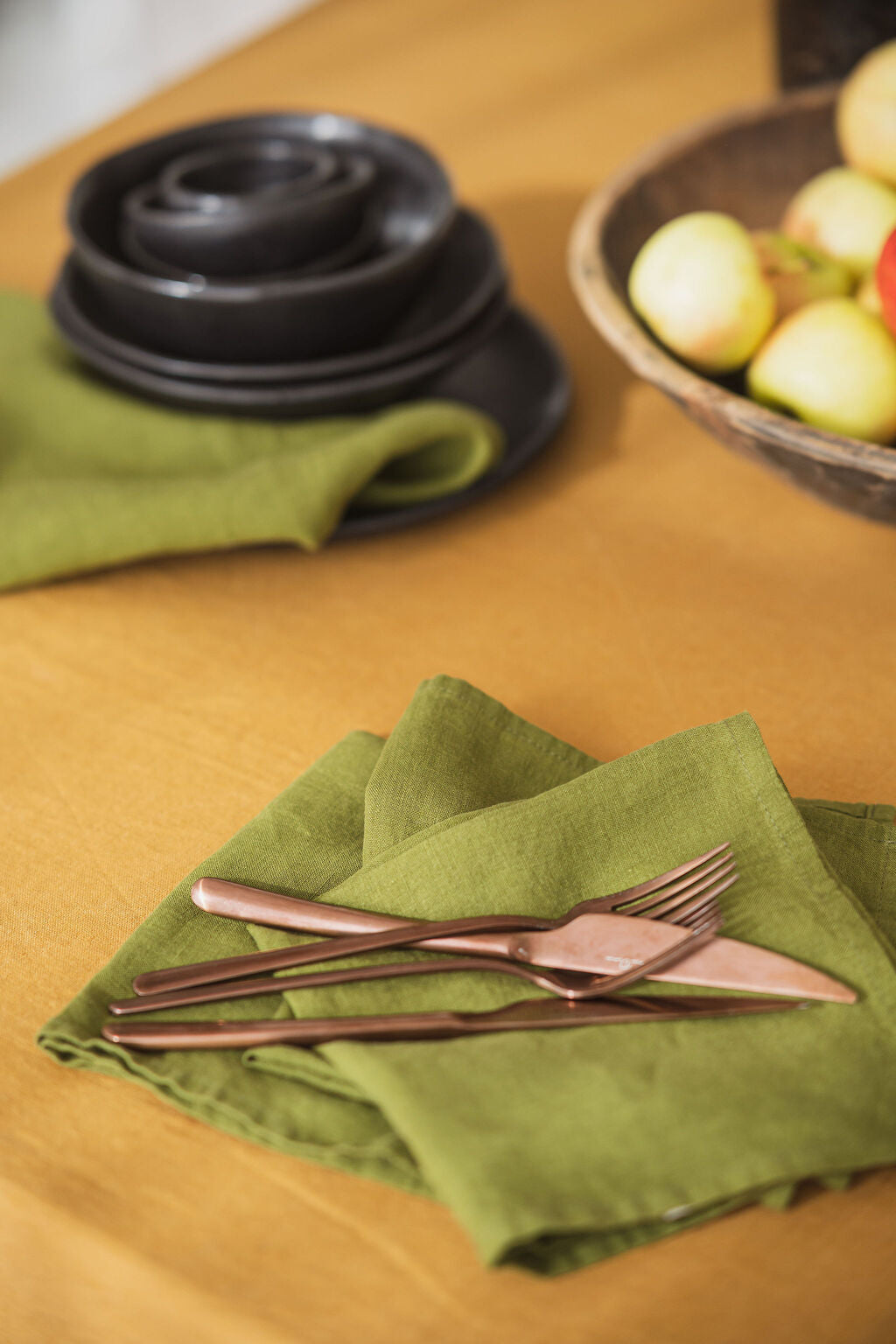 Moss Green Linen Table Napkins Old Linen Mill