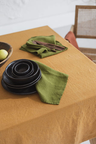 Moss Green Linen Table Napkins Old Linen Mill