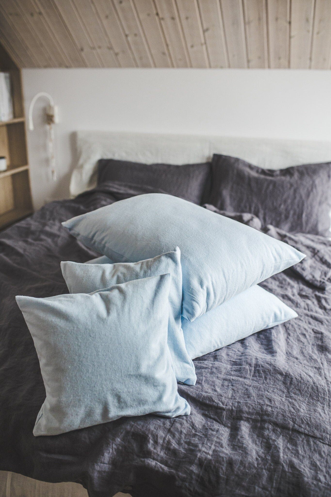 Natural Cotton Shams Home Decor Old Linen Mill Sky Blue 40x40 cm/15.7"x15.7" 