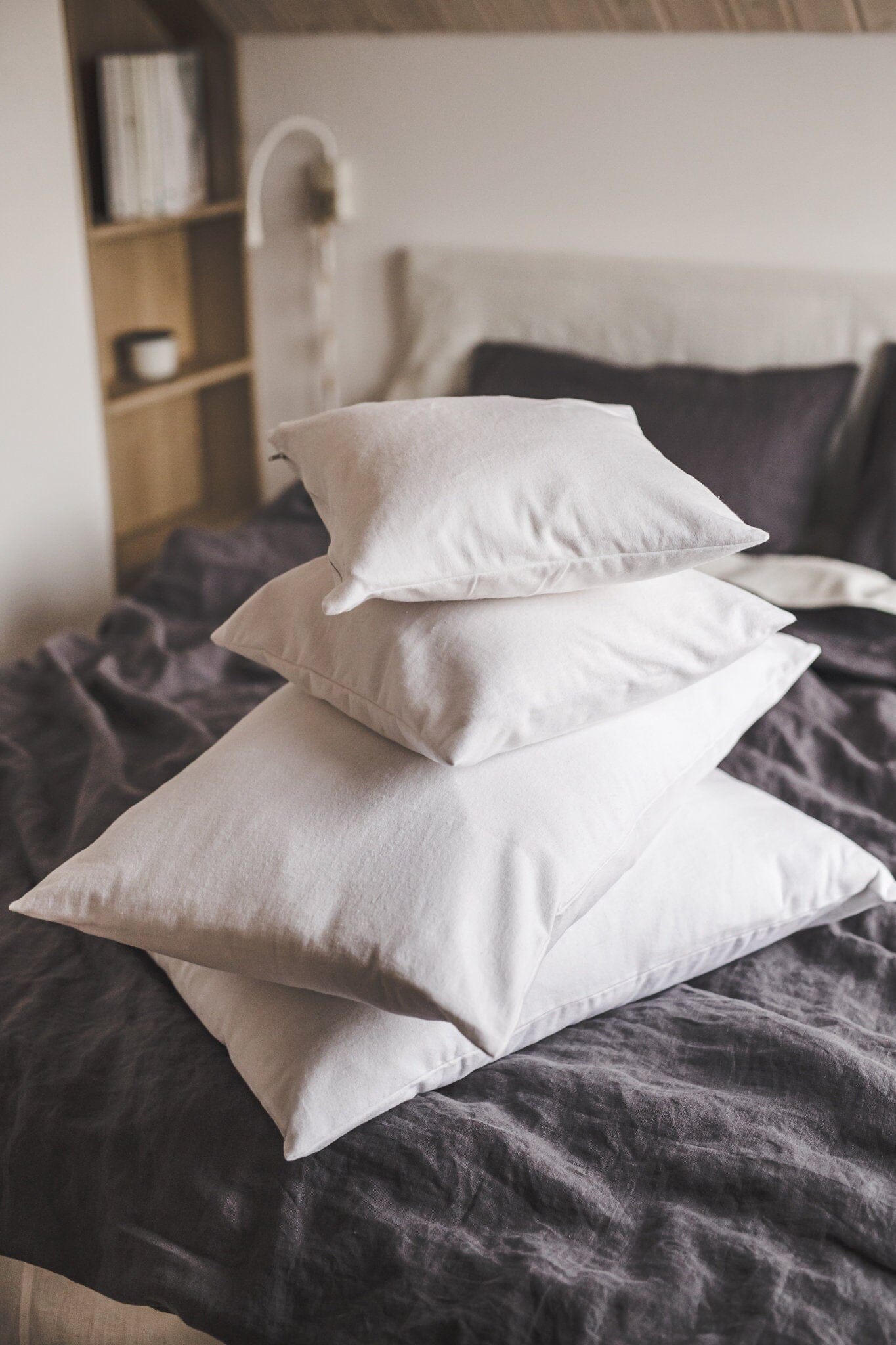 Natural Cotton Shams Home Decor Old Linen Mill White 40x40 cm/15.7"x15.7" 