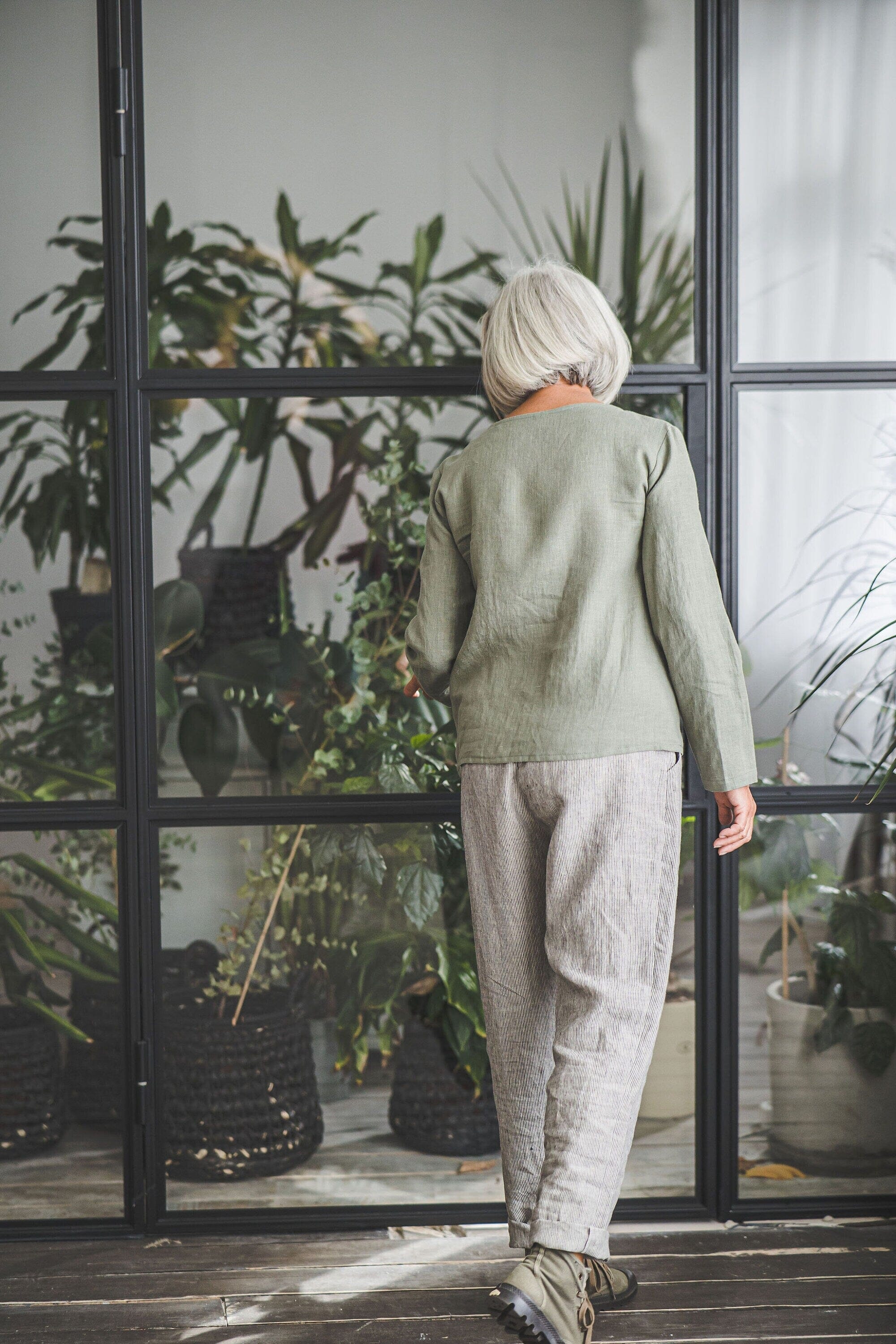 Natural Linen Fitted Top Old Linen Mill 