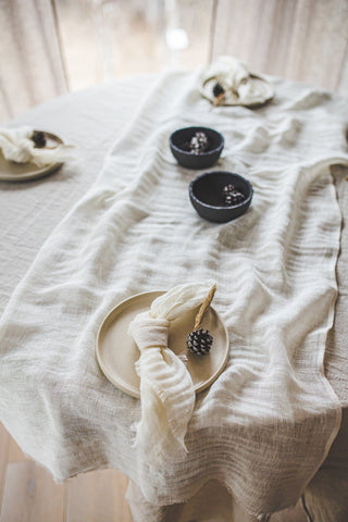 Natural Linen Napkins Raw Edge with Fringes Old Linen Mill 
